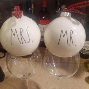 Rae Dunn Mr. & Mrs. large Christmas ornaments